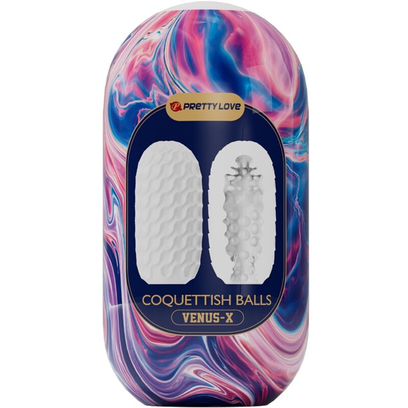 PRETTY LOVE - COQUETTISH BALLS MALE SILICONE MASTURBATOR WHITE