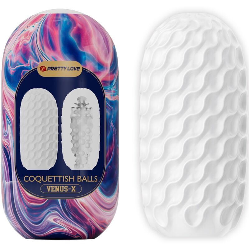 PRETTY LOVE - COQUETTISH BALLS MALE SILICONE MASTURBATOR WHITE