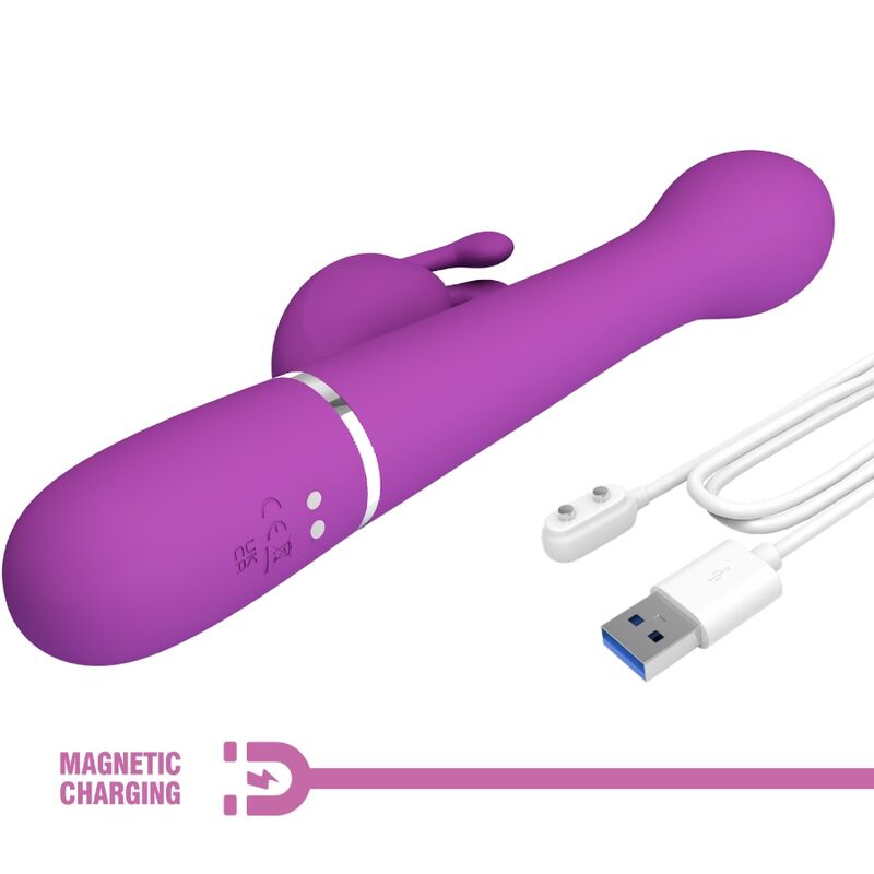 PRETTY LOVE - 3-IN-1 DEJON PURPLE MULTIFUNCTION RABBIT VIBRATOR