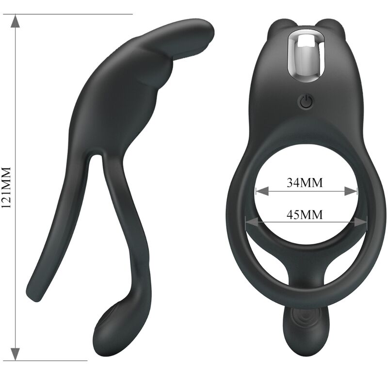 PRETTY LOVE - SETH DOUBLE RING VIBRATING RABBIT 7 VIBRATIONS BLACK