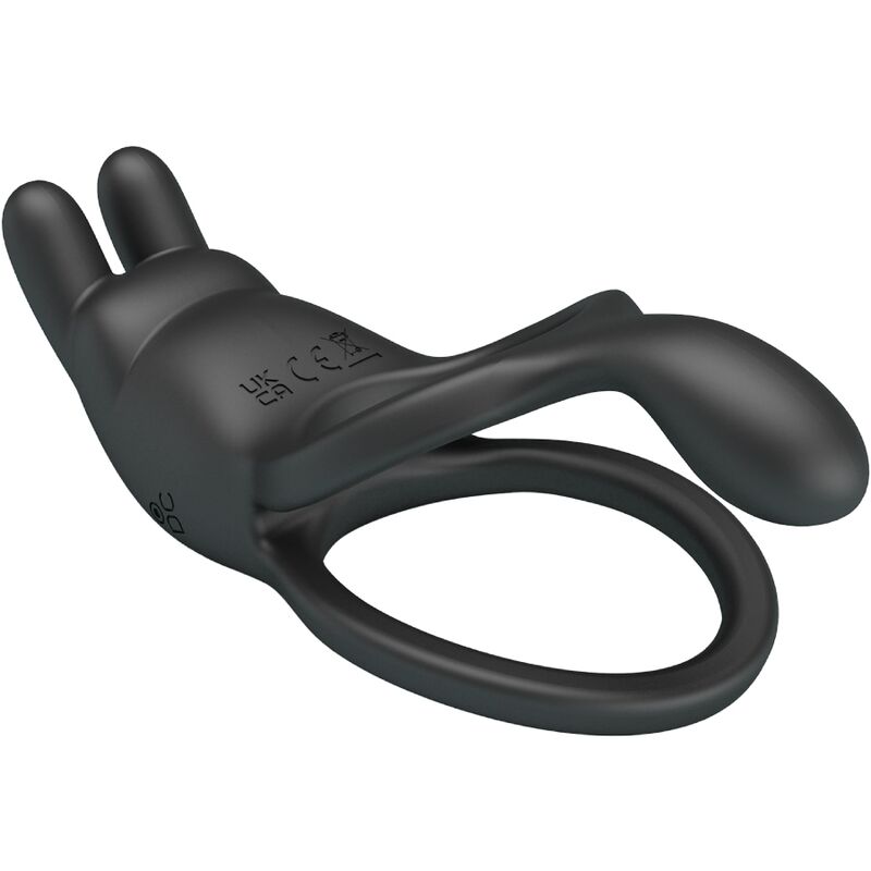 PRETTY LOVE - SETH DOUBLE RING VIBRATING RABBIT 7 VIBRATIONS BLACK