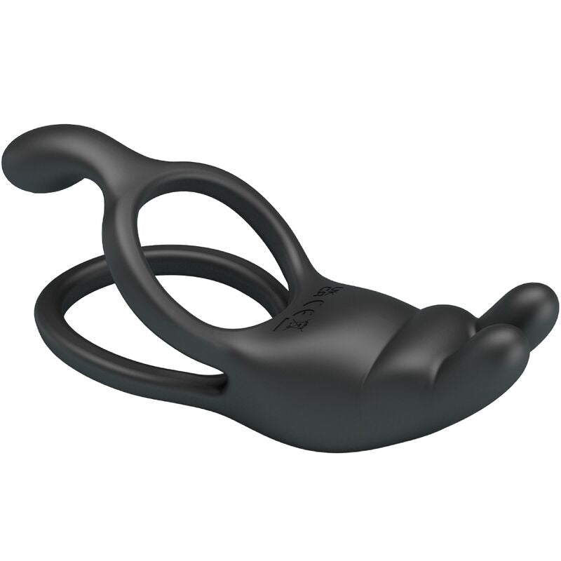 PRETTY LOVE - SETH DOUBLE RING VIBRATING RABBIT 7 VIBRATIONS BLACK