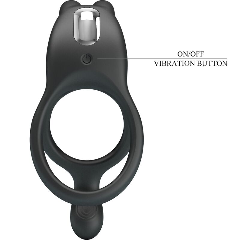 PRETTY LOVE - SETH DOUBLE RING VIBRATING RABBIT 7 VIBRATIONS BLACK