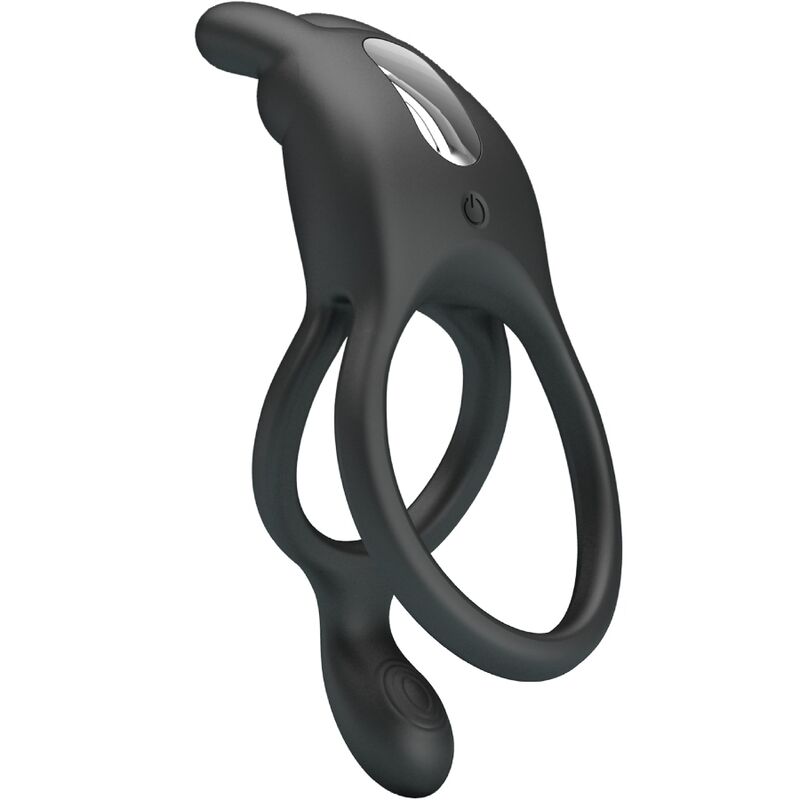 PRETTY LOVE - SETH DOUBLE RING VIBRATING RABBIT 7 VIBRATIONS BLACK