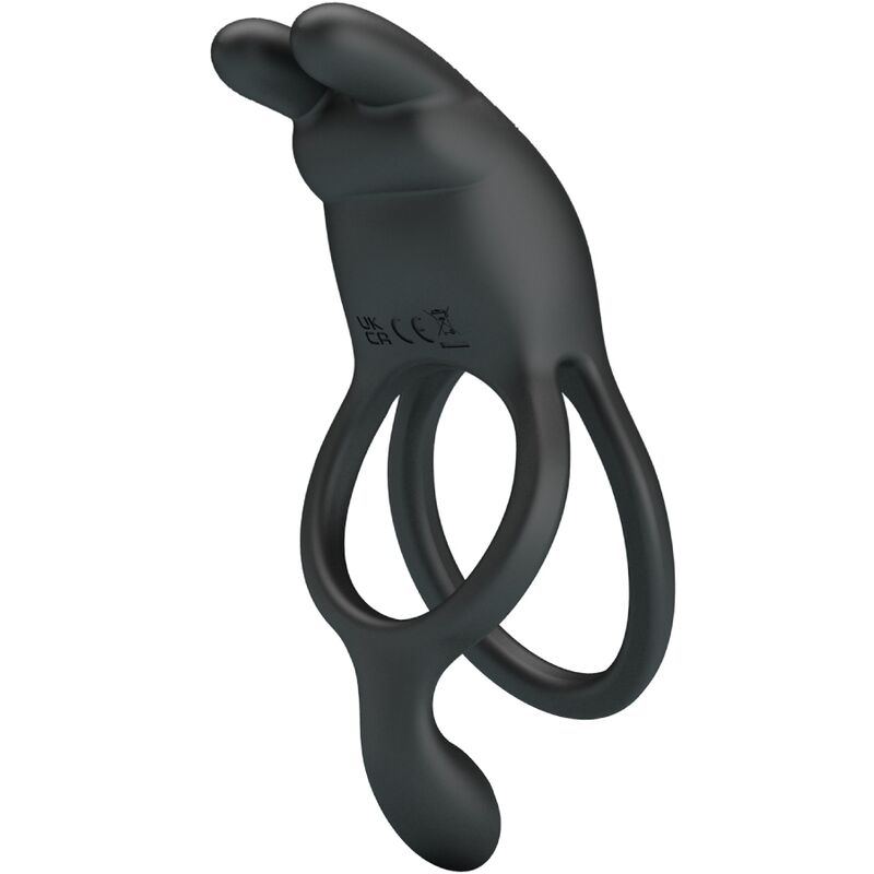 PRETTY LOVE - SETH DOUBLE RING VIBRATING RABBIT 7 VIBRATIONS BLACK
