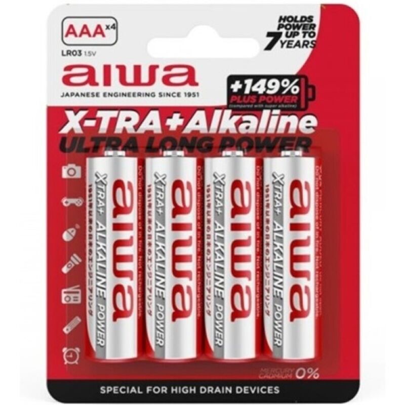 AIWA - ALKALINE BATTERY X-TRA AAA LR03 BLISTER*4