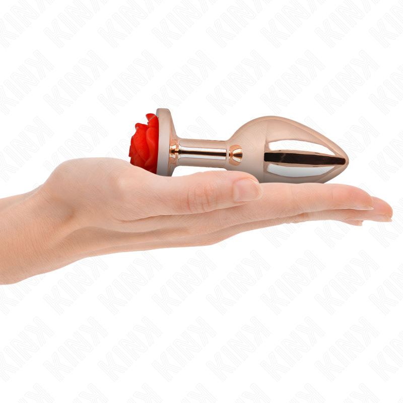 KINK - PINK BUTT PLUG WITH RED ROSE L