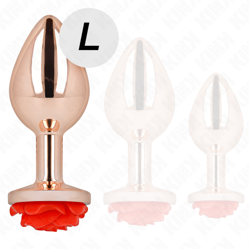 KINK - PINK BUTT PLUG WITH RED ROSE L