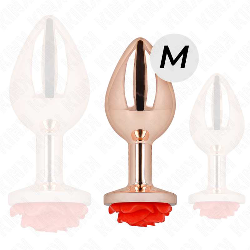 KINK - PINK ANAL PLUG WITH RED ROSE M