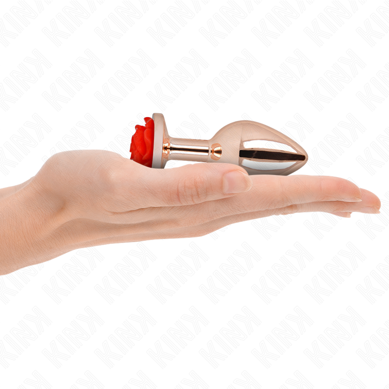 KINK - PINK ANAL PLUG WITH RED ROSE M