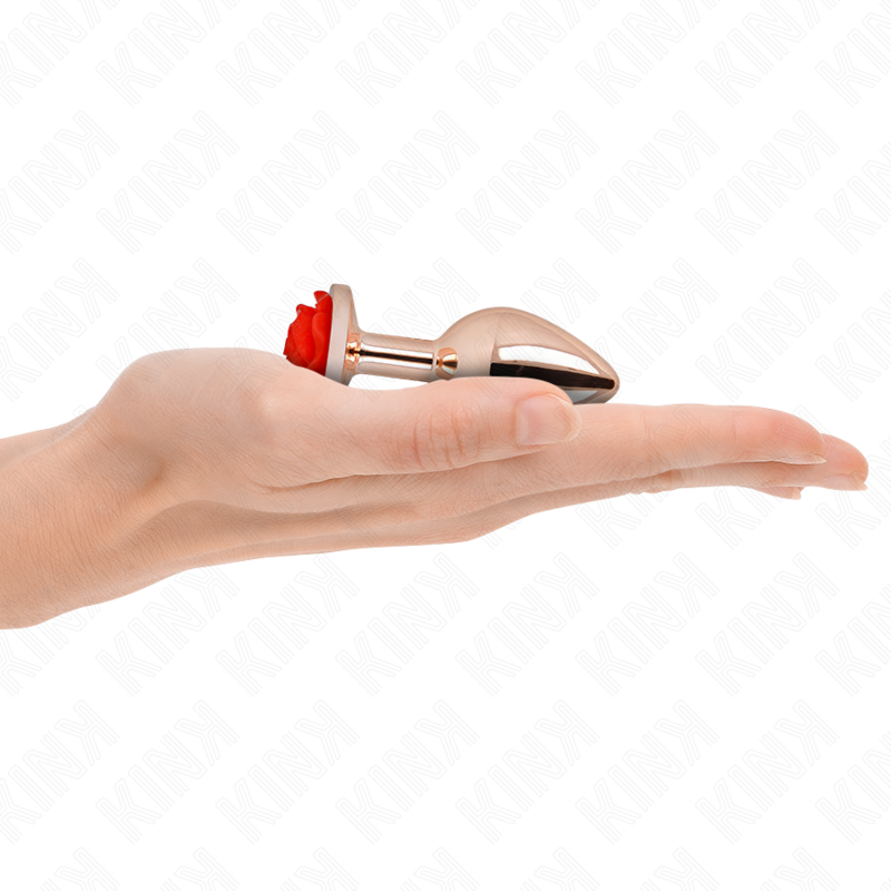 KINK - ROSE GOLD ANAL PLUG WITH RED ROSE S
