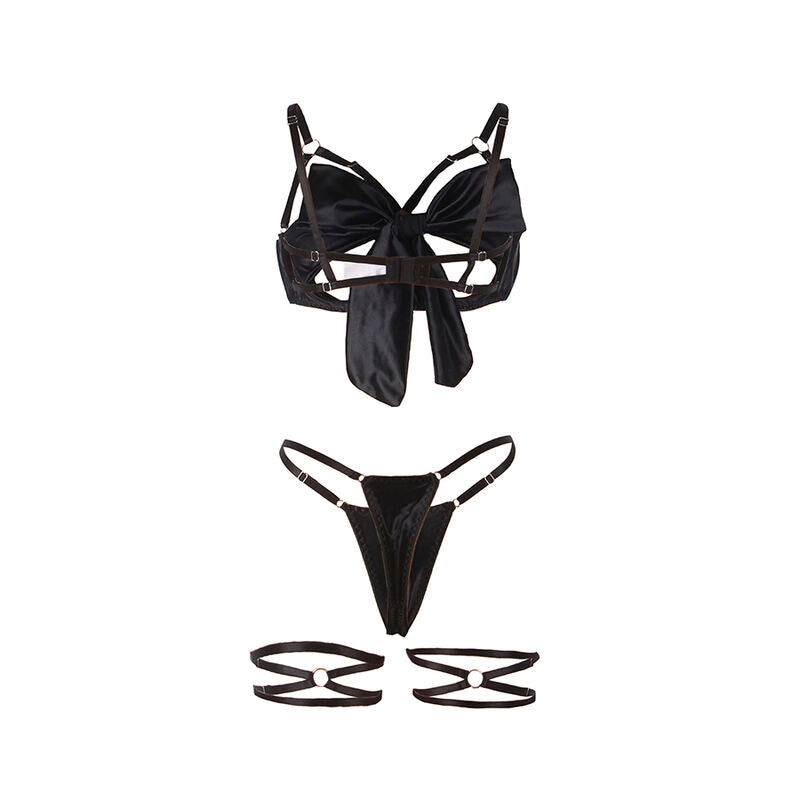 SUBBLIME - 955199 BLACK ADJUSTABLE BOW BRA SET S/M