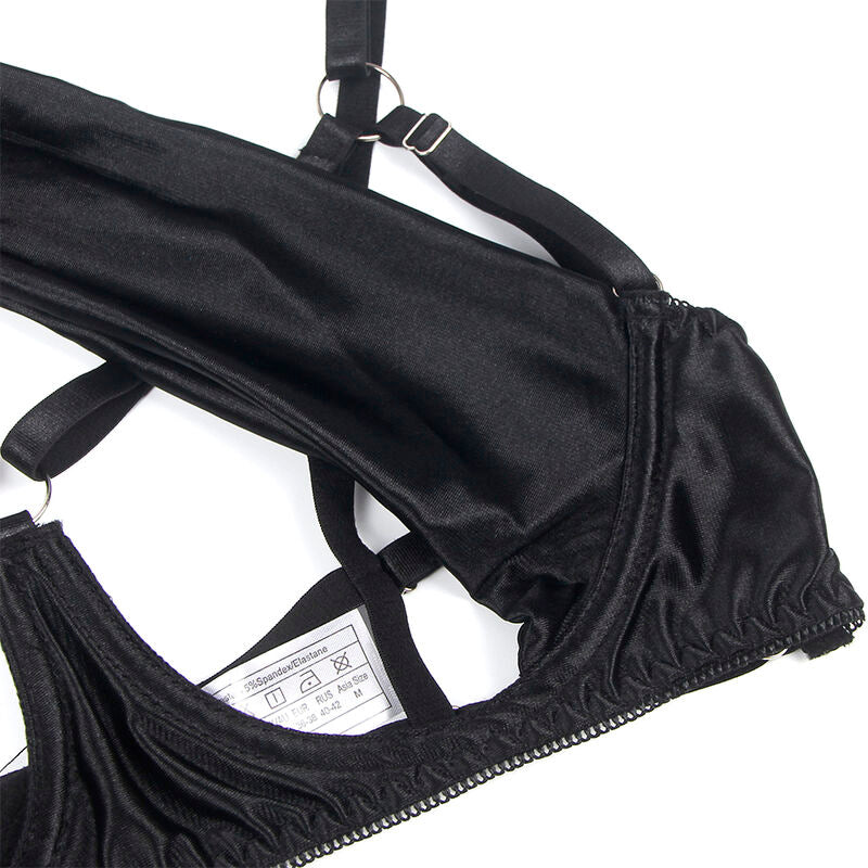 SUBBLIME - 955199 BLACK ADJUSTABLE BOW BRA SET S/M