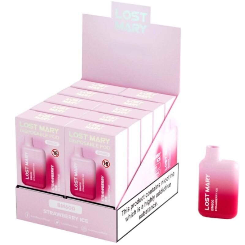 LOST MARY - BM600 VAPE NICOTINE 2% DISPOSABLE STRAWBERRY ICE