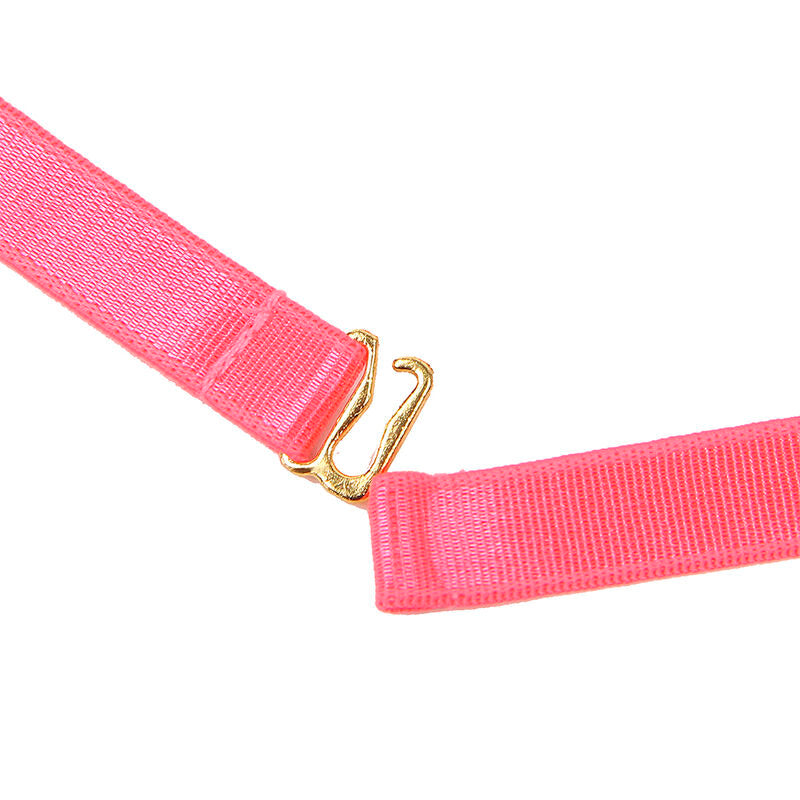 SUBBLIME - 955304 FLUORESCENT PINK BRA SET WITH NECKLACE AND LEG DETAILS L/XL