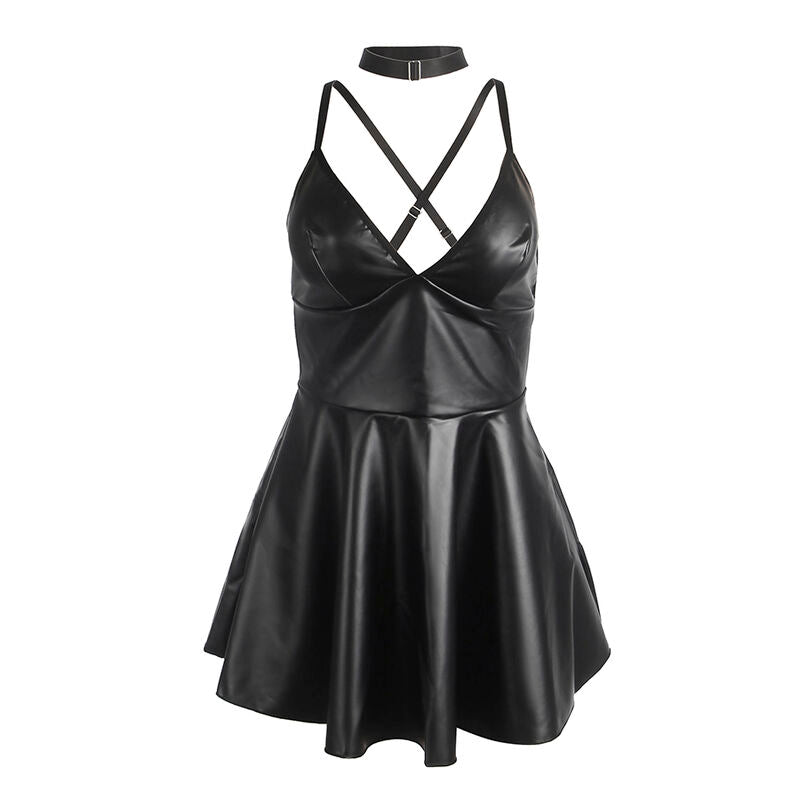 SUBBLIME - 955373 BLACK LEATHER STRAP DRESS S/M