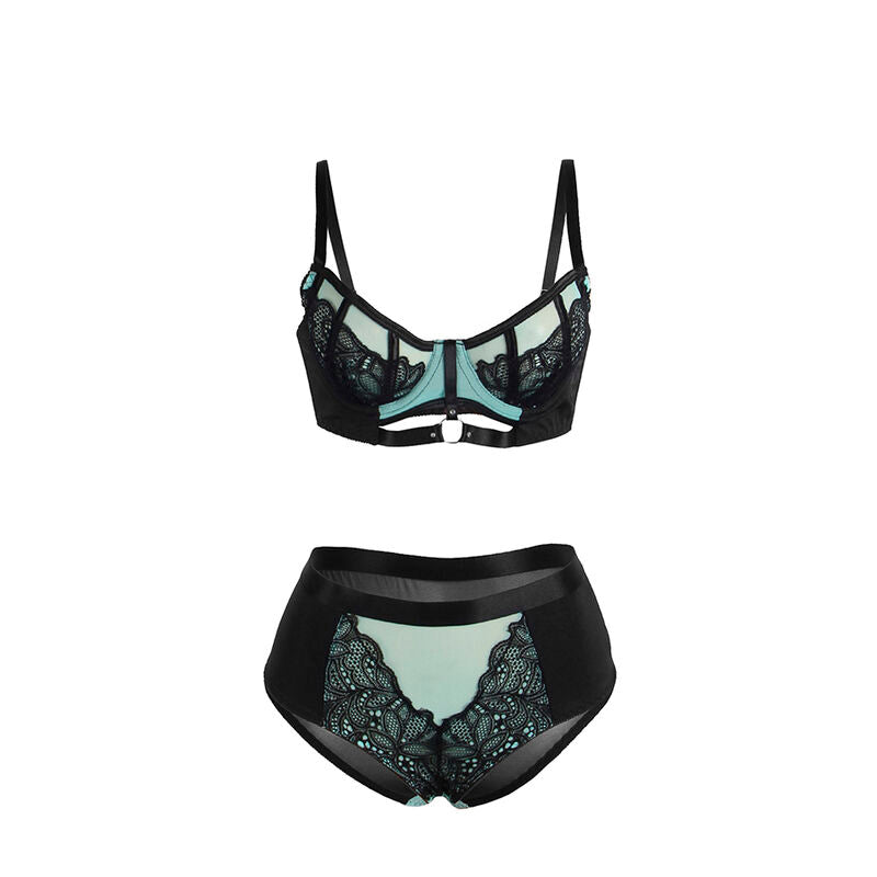 SUBBLIME - 955557 GREEN PATENT LEATHER BRA SET WITH ZIPPER S/M