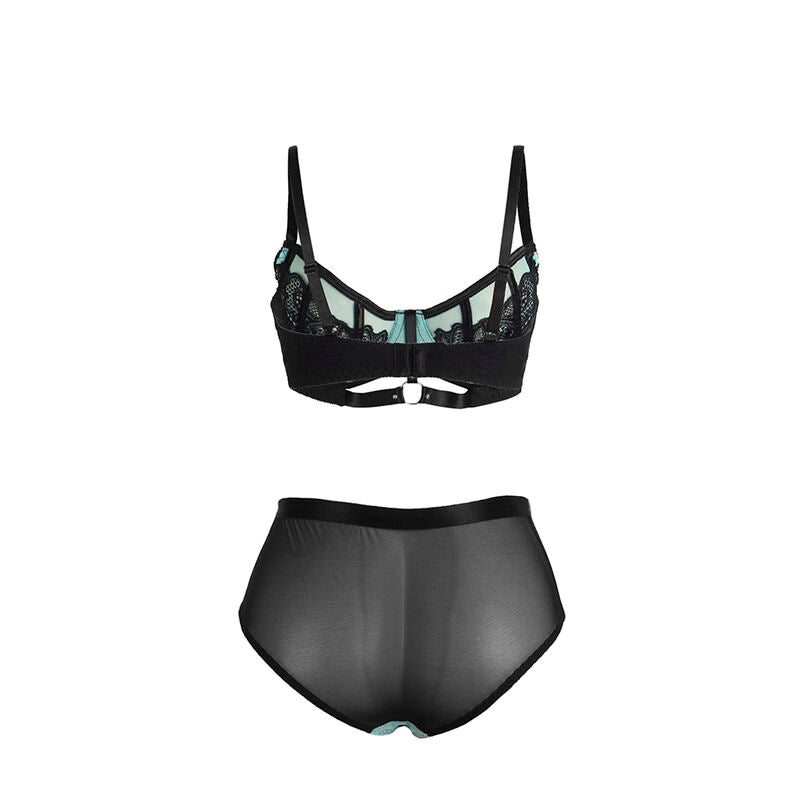 SUBBLIME - 955557 GREEN PATENT LEATHER BRA SET WITH ZIPPER S/M