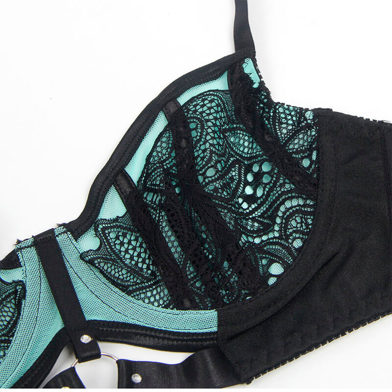 SUBBLIME - 955557 GREEN PATENT LEATHER BRA SET WITH ZIPPER S/M