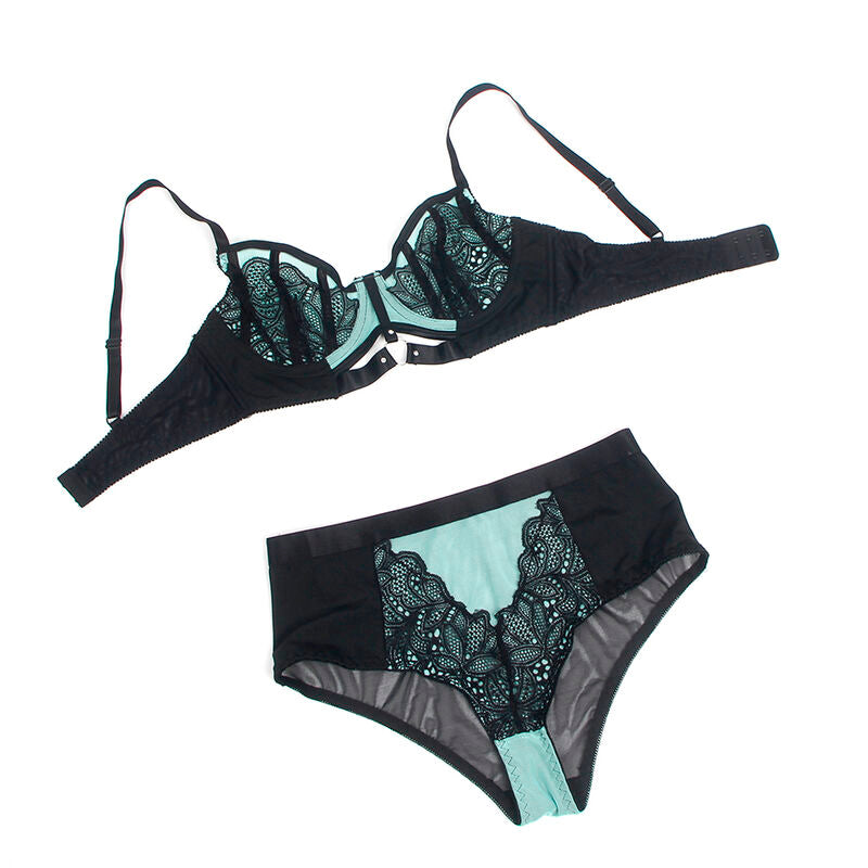 SUBBLIME - 955557 GREEN PATENT LEATHER BRA SET WITH ZIPPER S/M