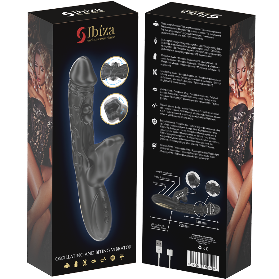 IBIZA - VIBRATOR AND CLITORAL STIMULATOR WITH BITING AND ROTATING EFFECT