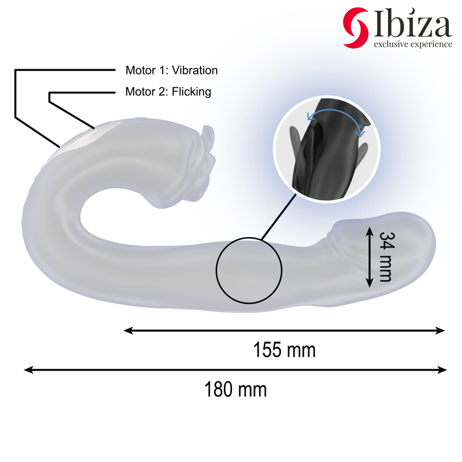 IBIZA - VIBRATING ROSE WITH FLICKERING EFFECT AND CLITORAL STIMULATOR