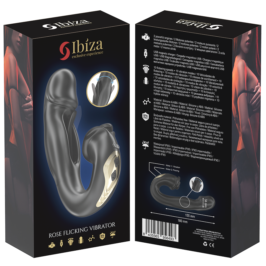 IBIZA - VIBRATING ROSE WITH FLICKERING EFFECT AND CLITORAL STIMULATOR