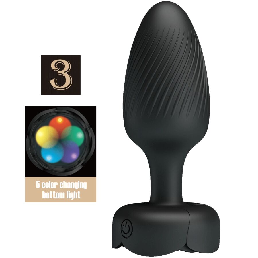 PRETTY LOVE - OSBORN BLACK LED LIGHT ANAL PLUG 9.8 CM
