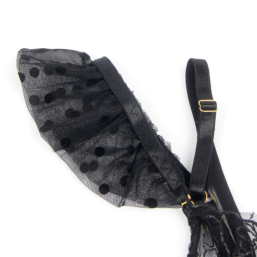 SUBBLIME - 957490 BLACK LACE BRALETTE AND GARTER SET L/XL