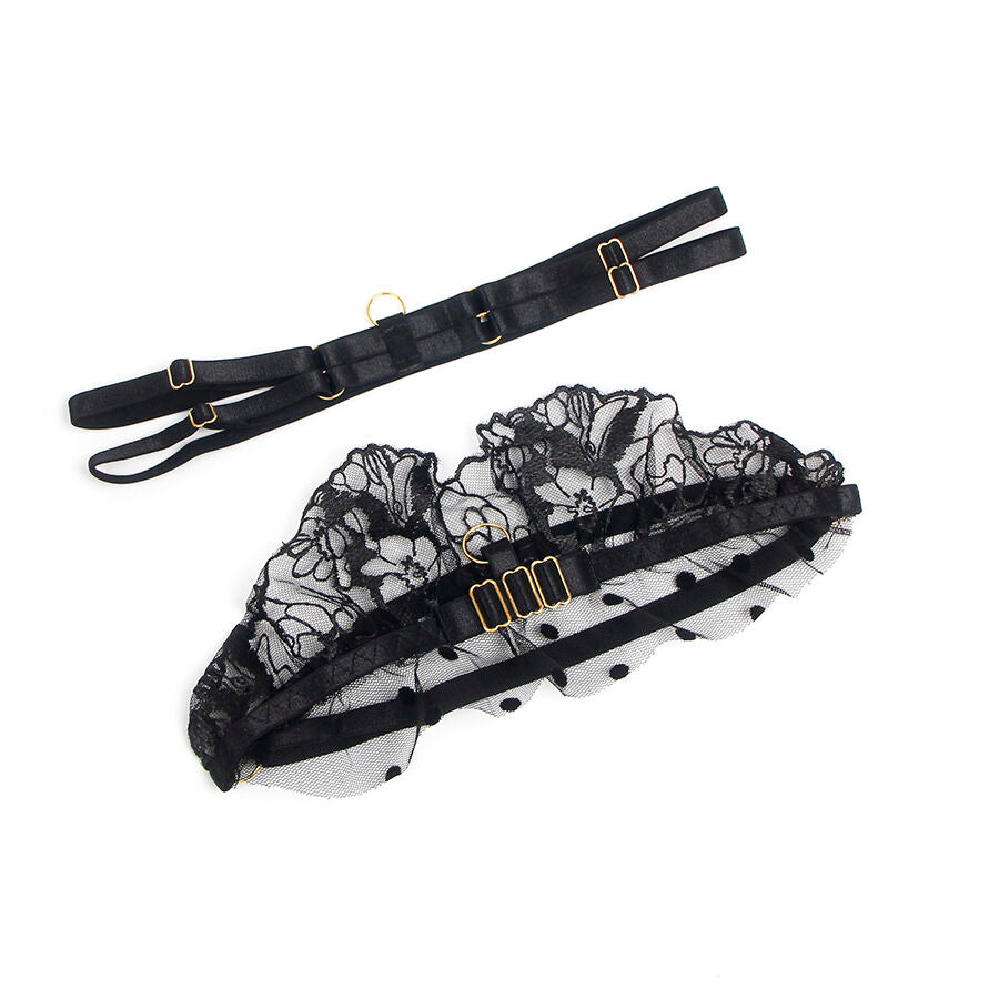 SUBBLIME - 957490 BLACK LACE BRALETTE AND GARTER SET L/XL