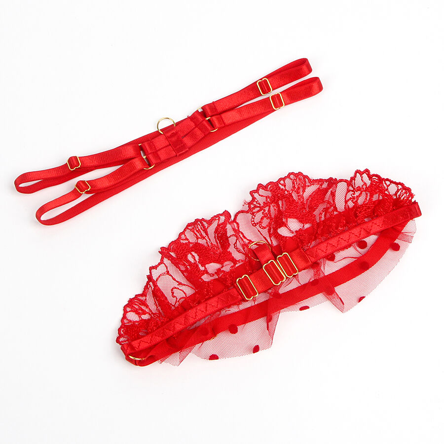 SUBBLIME - 957506 RED LACE BRA AND GARTER BELT SET S/M