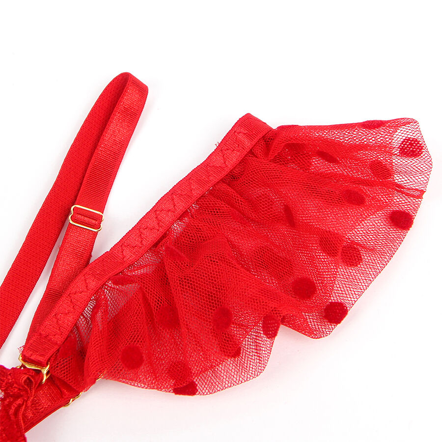 SUBBLIME - 957513 RED LACE BRA AND GARTER SET L/XL