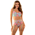SUBBLIME - 957643 ENSEMBLE SOUTIEN-GORGE ET PORTE-JARRETELLES BRODÉ FLEURS ROSE S/M