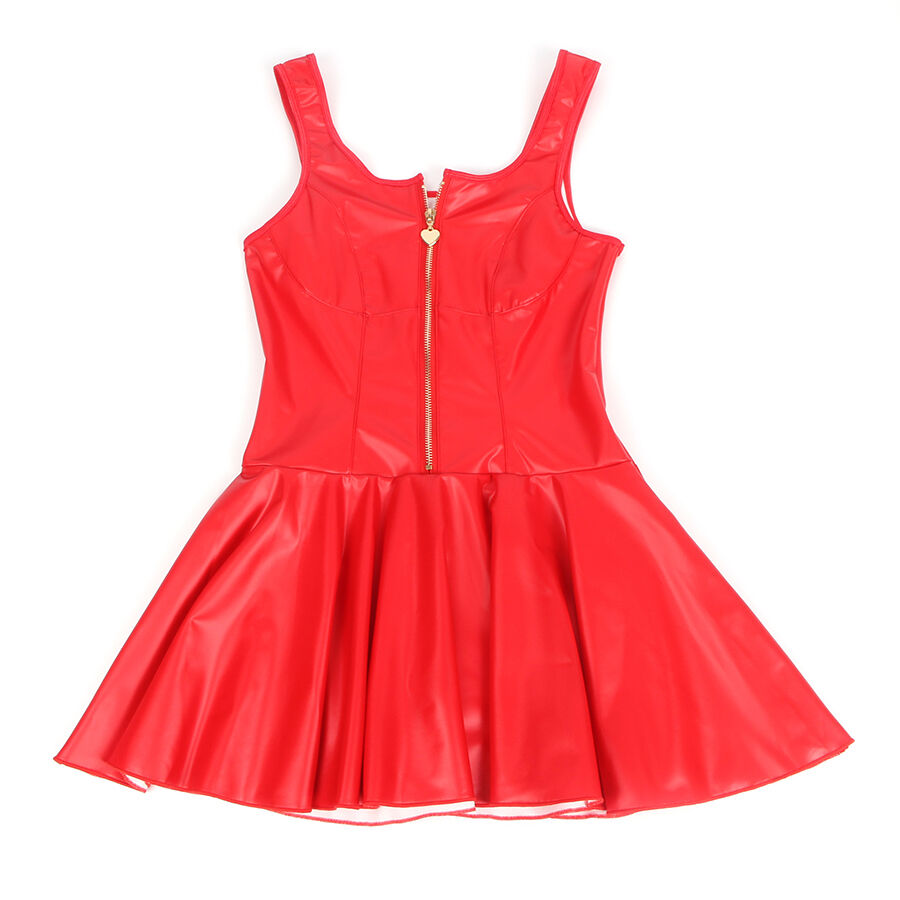 SUBBLIME - 957681 LEATHER DRESS WITH RED HEART ZIPPER S/M