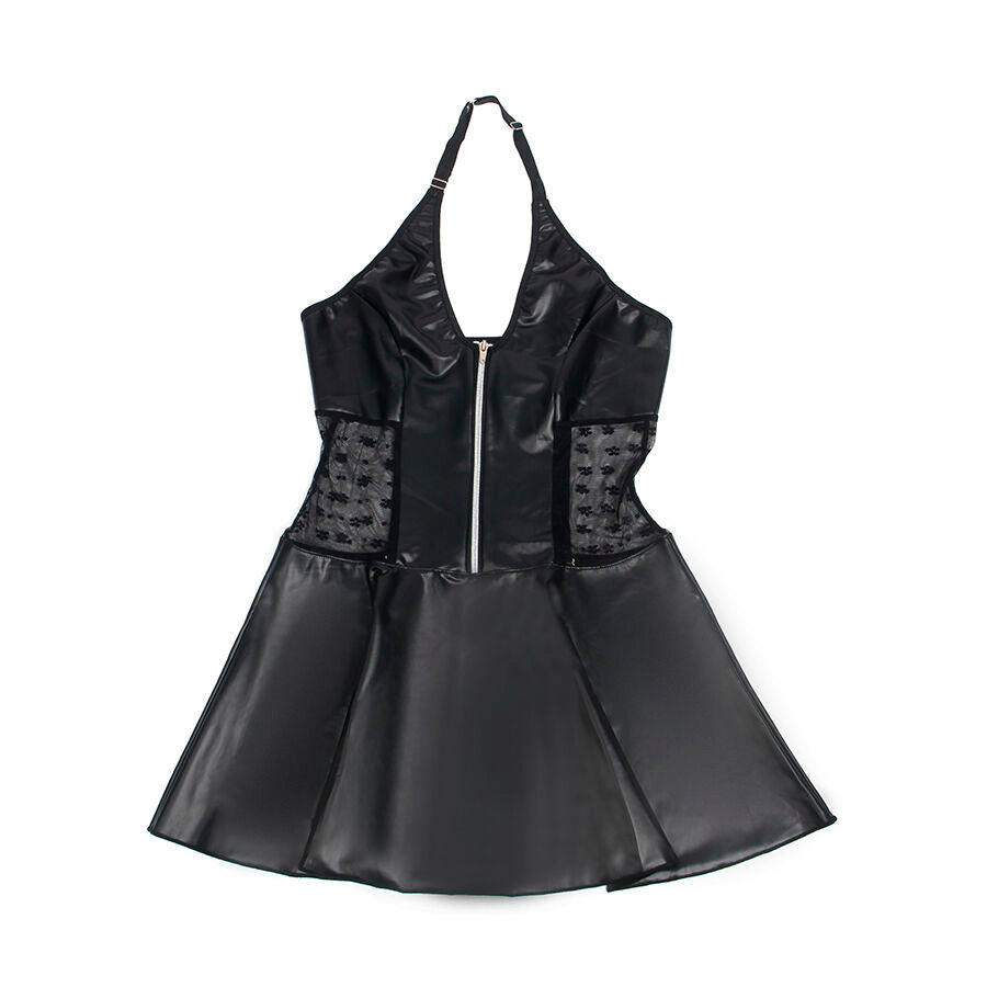 SUBBLIME - 957704 BLACK LACE ZIPPER LEATHER DRESS S/M