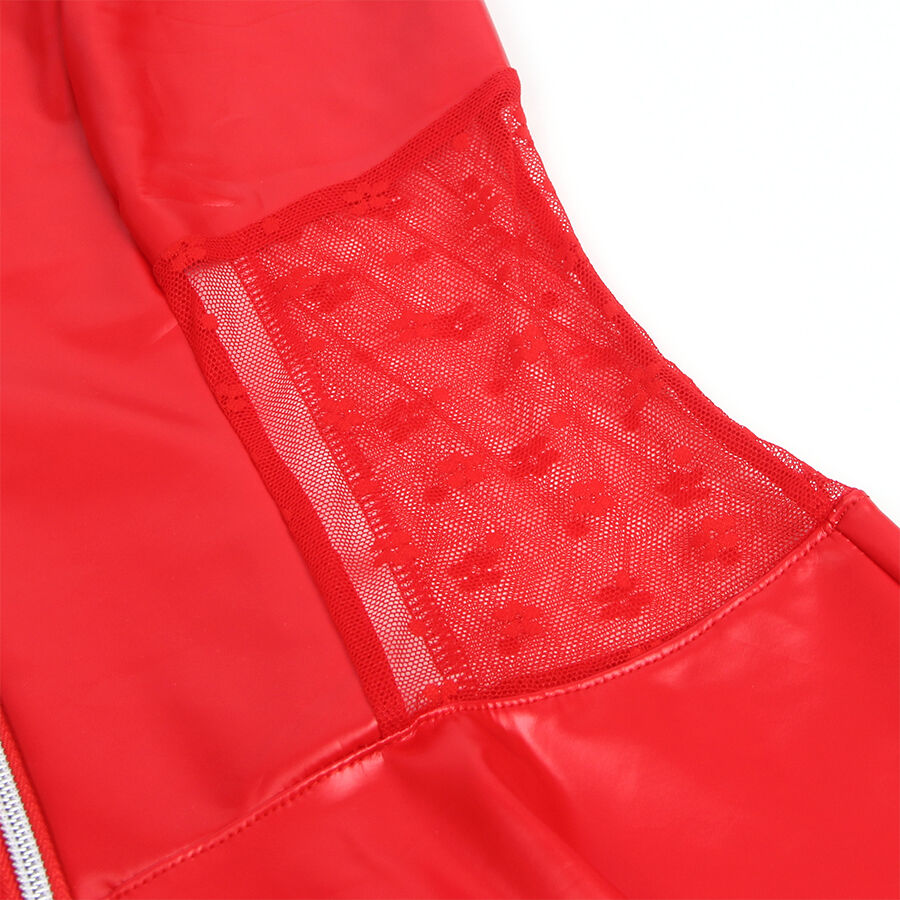 SUBBLIME - 957735 RED LACE ZIP LEATHER DRESS L/XL