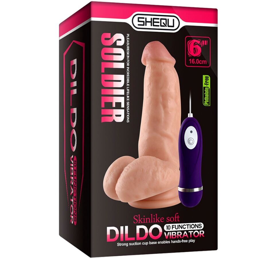 SHEQU - VIBRATOR DILDO WITH REMOTE CONTROL 16 CM