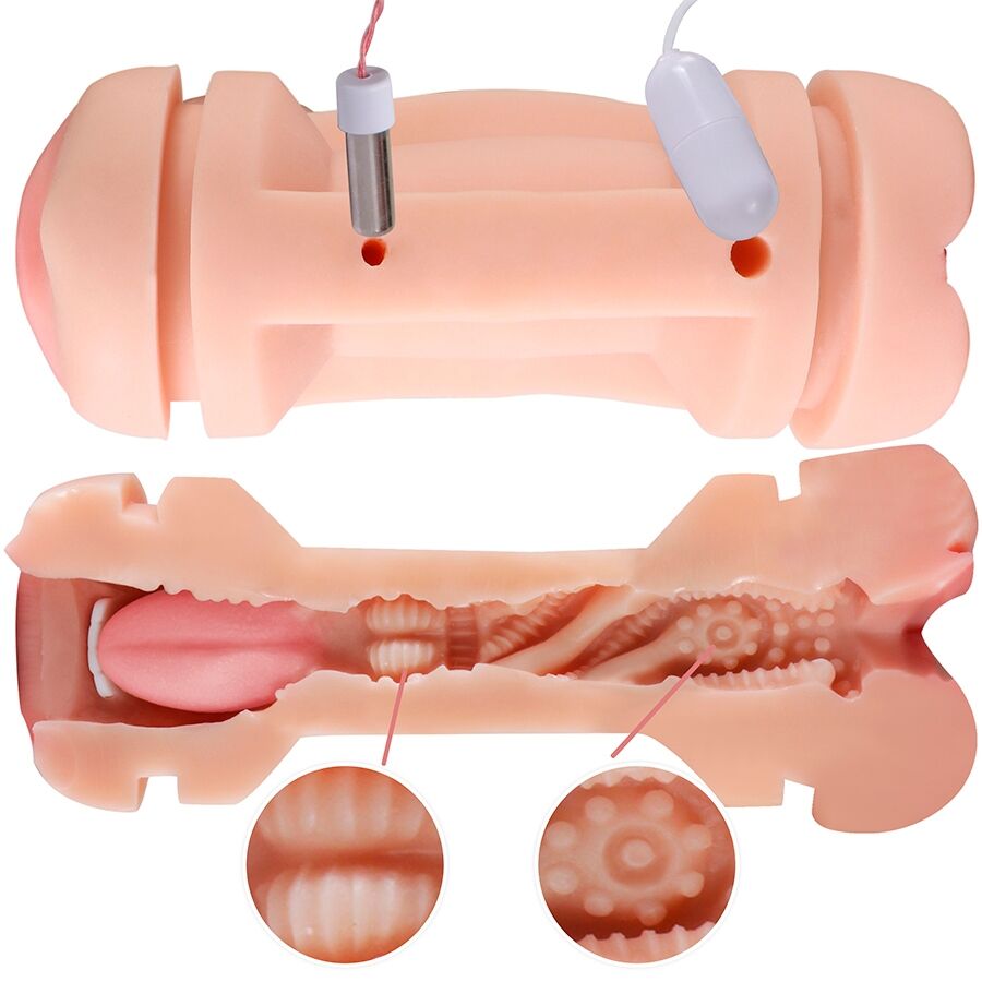 SHEQU - KAY DOUBLE MASTURBATOR WITH DUAL MOUTH AND VAGINA VIBRATION