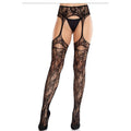 LEG AVENUE - LACE TOP HOLD-UPS BLACK