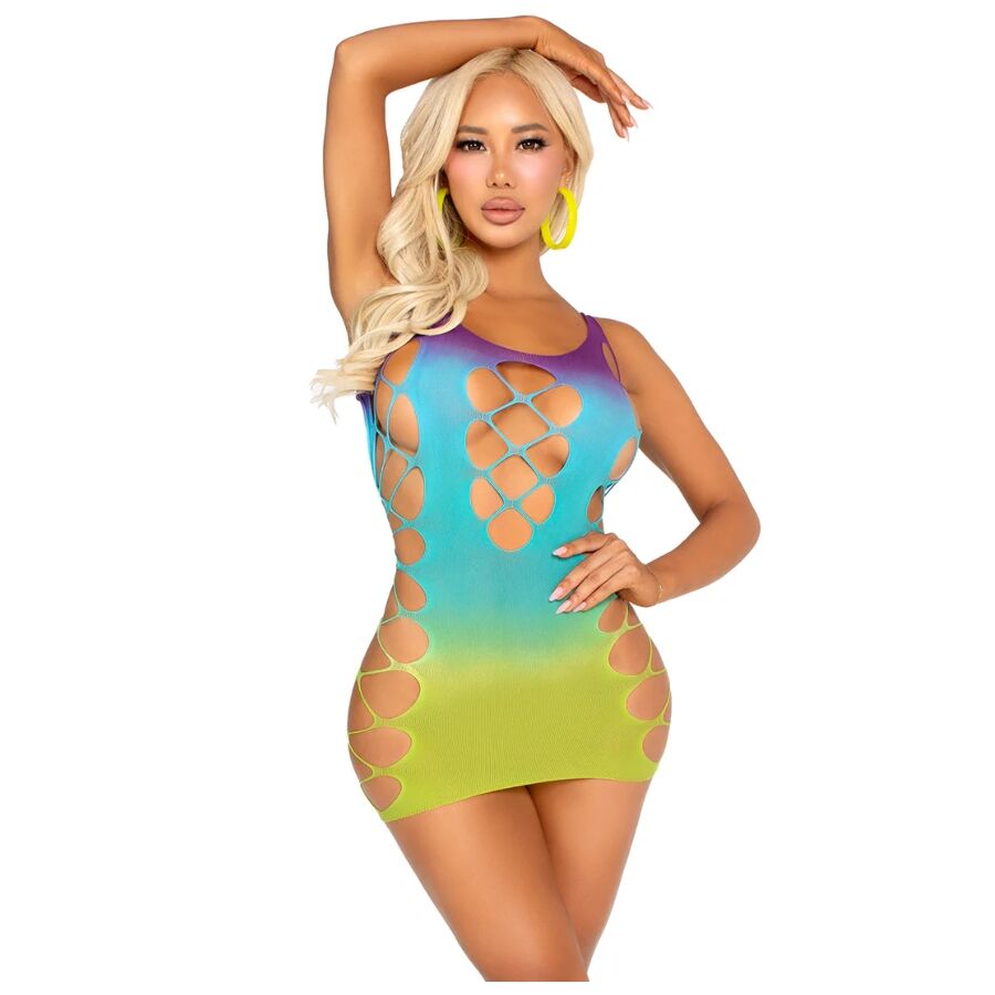 LEG AVENUE - SEAMLESS MINI DRESS WITH OCEAN CUT-OUTS