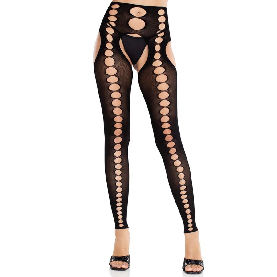 LEG AVENUE - BLACK SEAMLESS STRAPLESS OPAQUE STOCKINGS