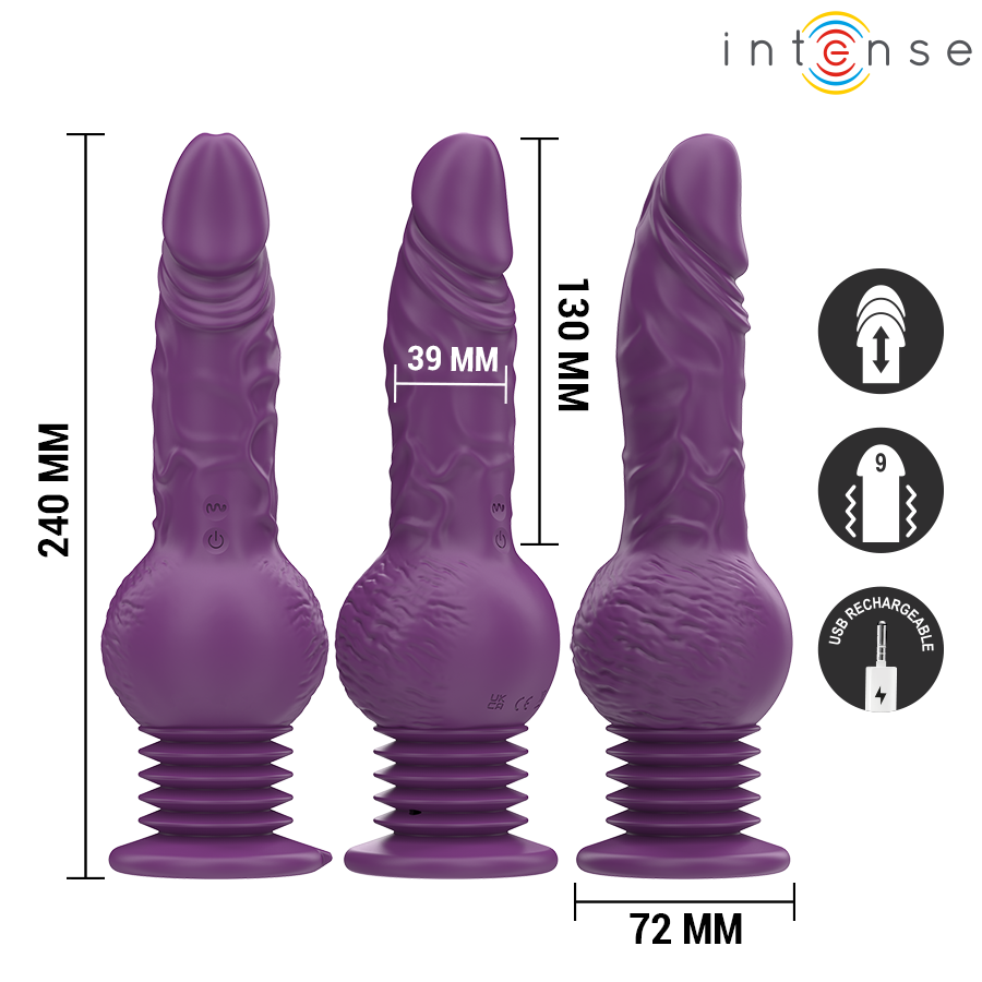 INTENSE - MULTIFUNCTION TATUM VIBRATOR WITH UP AND DOWN VIBRATION 24 CM PURPLE