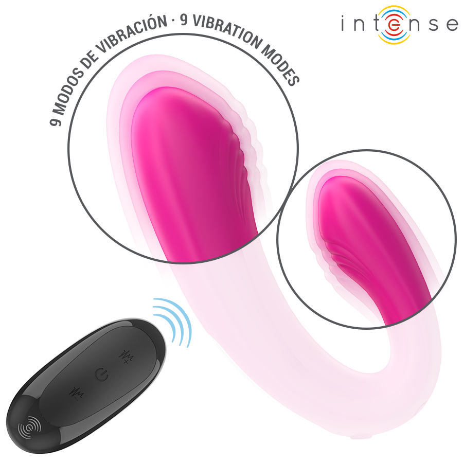 INTENSE - JANET DOUBLE STIMULATOR AND U-SHAPED VIBRATOR WITH REMOTE CONTROL PINK