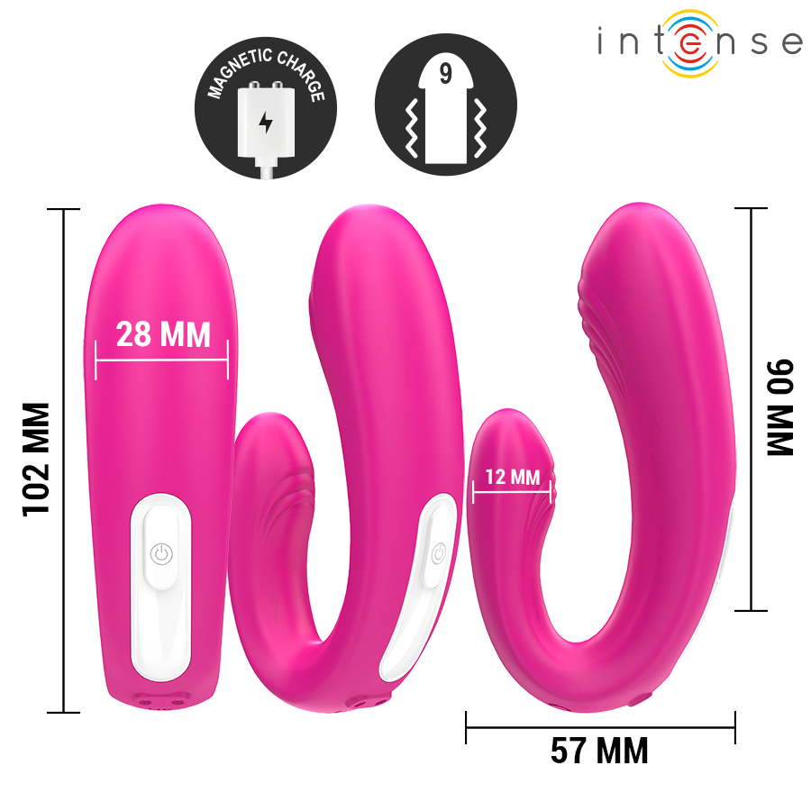 INTENSE - JANET DOUBLE STIMULATOR AND U-SHAPED VIBRATOR WITH REMOTE CONTROL PINK