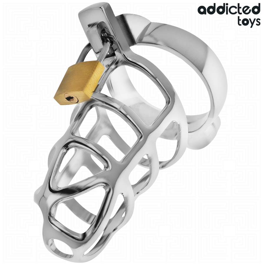 ADDICTED TOYS LOCKED - METAL PENIS CAGE WITH SILVER LOCK SIZE M