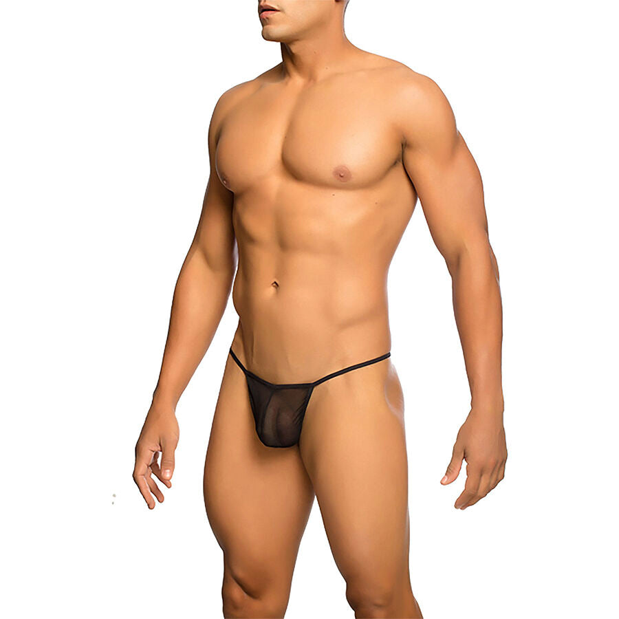MOB - BLACK T-BACK SHEER THONG SIZE S/M