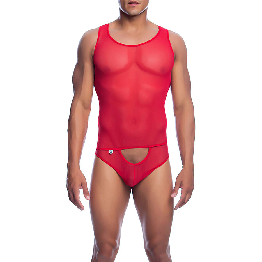 MOB - RED TRANSPARENT BODYSUIT SIZE S/M