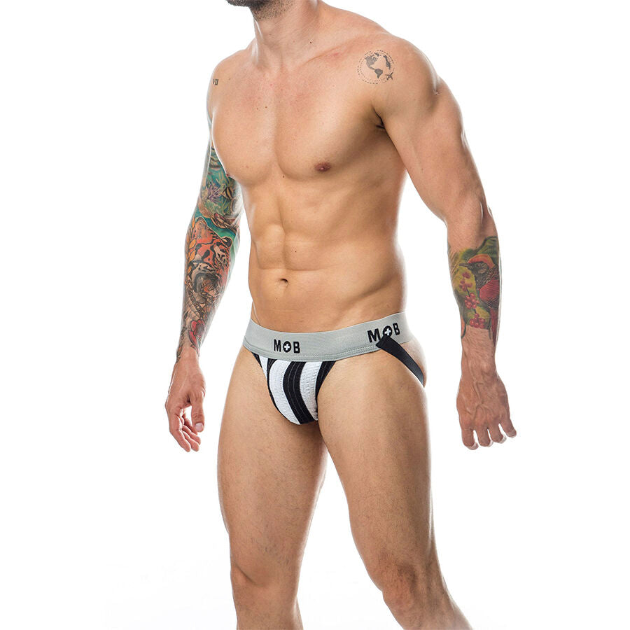 MOB - WHITE CLASSIC STRIPED JOCK SIZE S