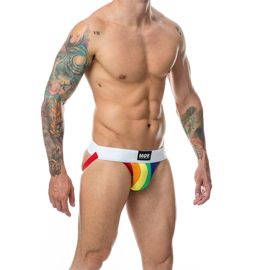 MOB - RAINBOW STRIPED CLASSIC JOCKSTRAP SIZE XL