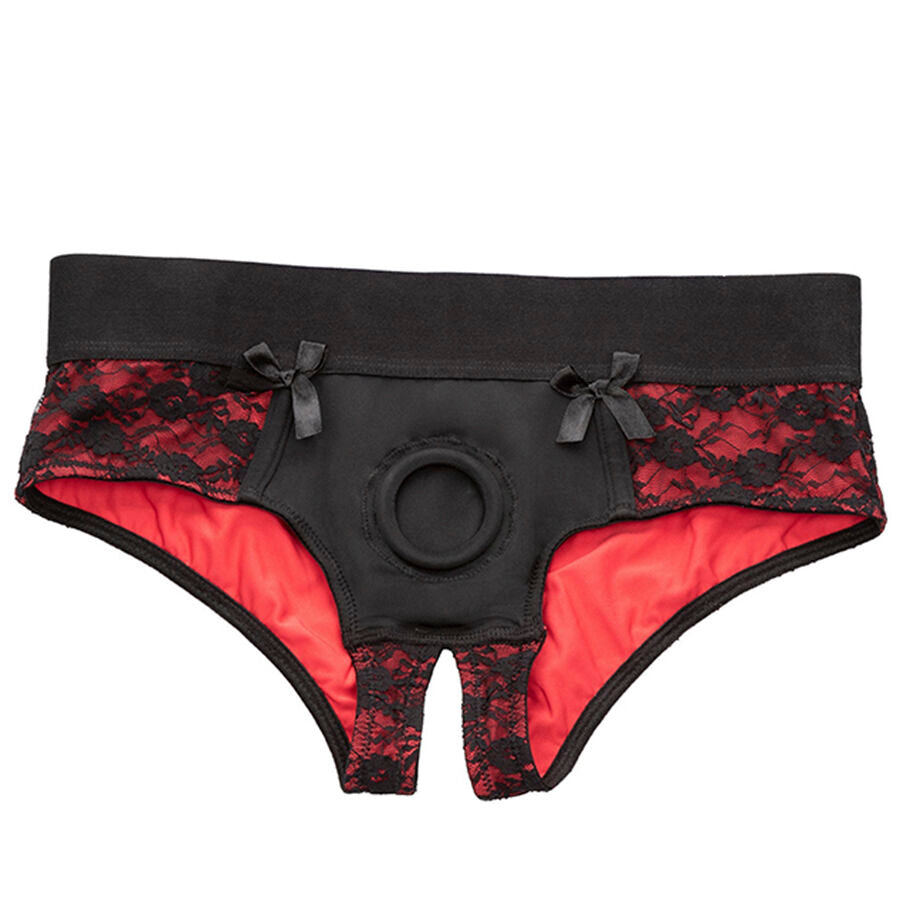 CALEXOTICS - SCANDAL CROTCHLESS PANTY SET WITH DILDO SIZE S/M